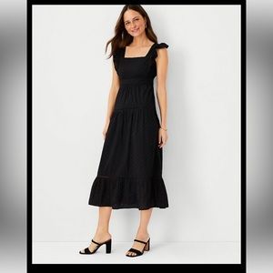 Ann Taylor Petite Eyelet Midi Flare Dress